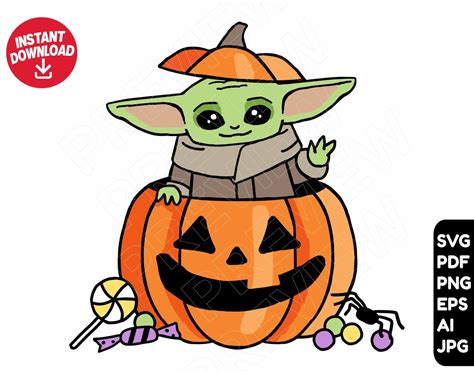 Baby Yoda Svg Halloween Svg Disney Star Wars The Mandalorian Etsy