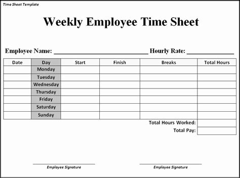 Weekly Project Timesheet Templates Printable Free Timesheet Template