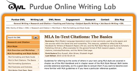 Mla style also provides writers with a system for referencing their sources through parenthetical citation in their essays and works cited pages. OWL Purdue Online MLA Writing Lab | Writing lab, English ...