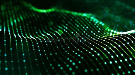 Abstract Sci Fi Background With Glow Particles Form Curved Lines