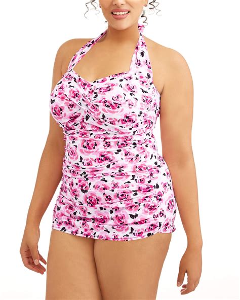 Simply Slim Women S Plus Size Slimming Shirred Glam Sheath One Piece Swimsuit Walmart Com