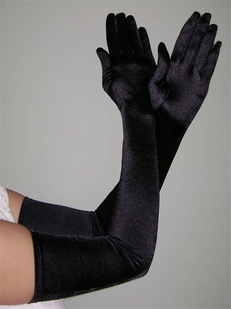 Spandex Opera Long Length Stretch Satin Gloves Black Gloves Fashion