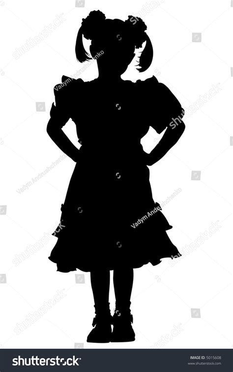 Little Girl Silhouette Over White Background Stock Illustration 5015608