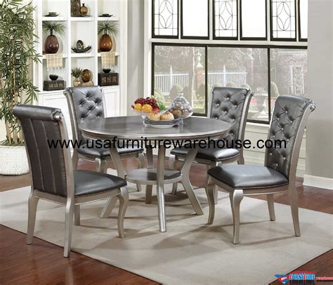 Dining room table & chair sets for sale. Amina Silver Contemporary Dining Set