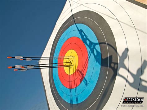 Cool Photograph Of Archery Target With Shadow Of Olympic Recurve Bow