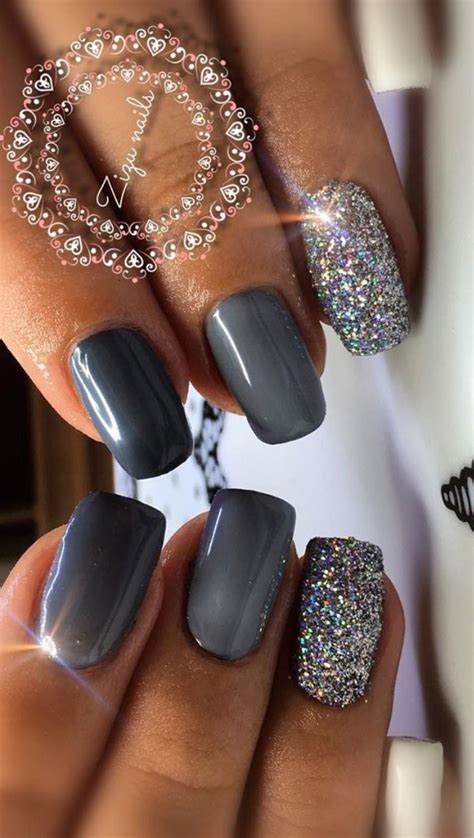 grey nail art gray nails shiny nails fancy nails ombre nails glitter nails cute nails