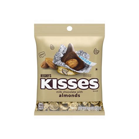 Hersheys Kisses Milk Chocolate With Almonds Candy Individually
