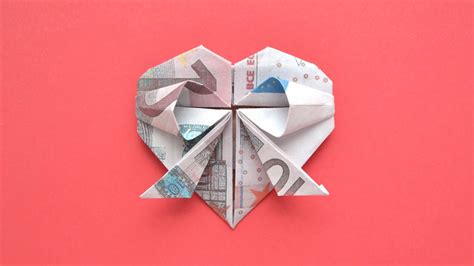 Herz Mit Bogen Origami Geldgeschenk Geld Falten Money Heart With Bow