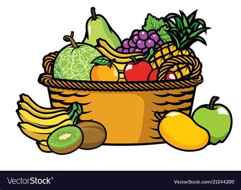 Basket Full Of Fruits Royalty Free Vector Image