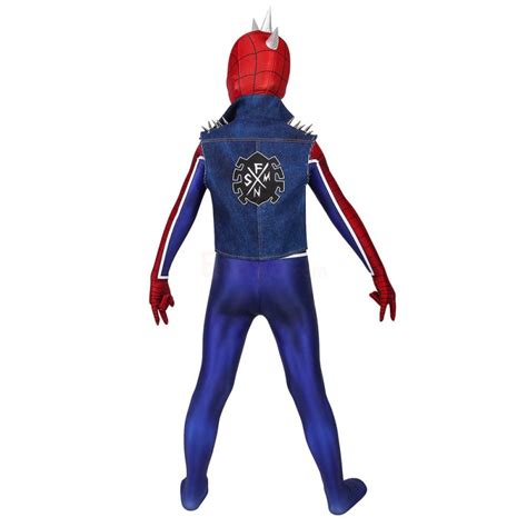Kids Spider Punk Suit For Ps4 Spiderman Cosplay Costume