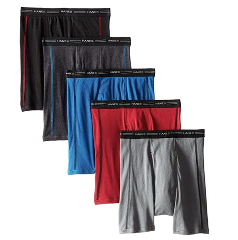 Hanes Mens Sports Inspired Cool Dri Boxer Brief 5 Pack