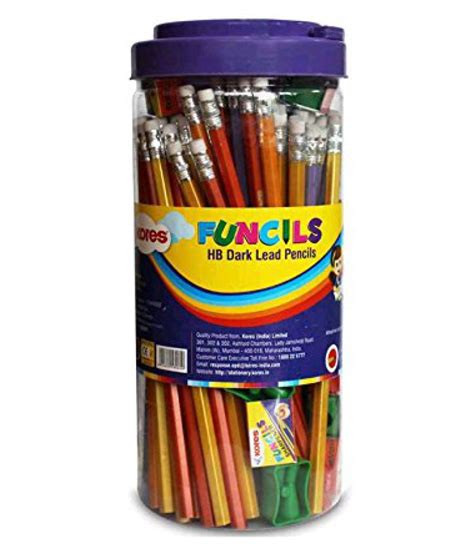 Kores Funcils Pencils With Rubber Tip Pack Of 100 Pencils In Jar And 5