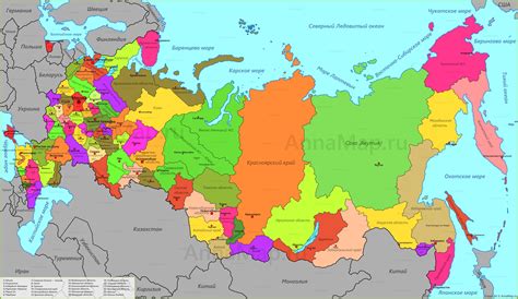 Карта России с городами и областями - AnnaMap.ru