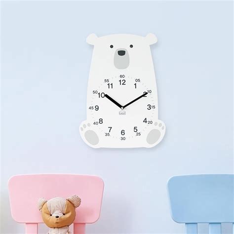 Lovely Polar Bear Non Ticking Silent Wall Clock