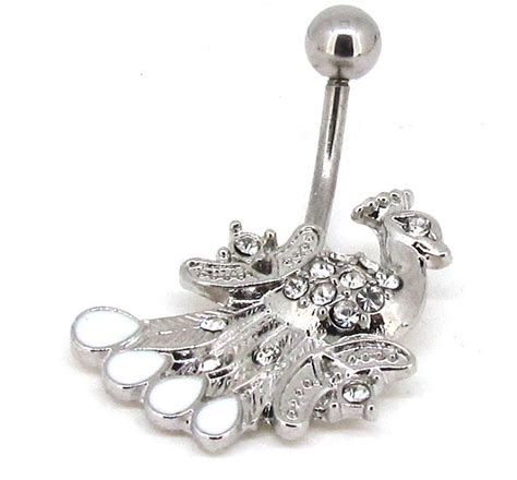 Body Accentz™ Belly Button Ring Navel Crystal Peacock Body Jewelry 14 Gauge Hope That You