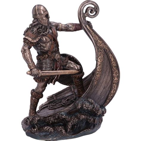 Viking On Longship Halvor Bronze Statue Gothic Ts