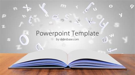 Open Book On Desk Powerpoint Template Slidesbase