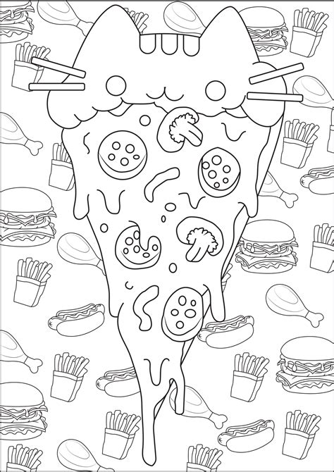 Pizza Pusheen Doodle Art Doodling Adult Coloring Pages