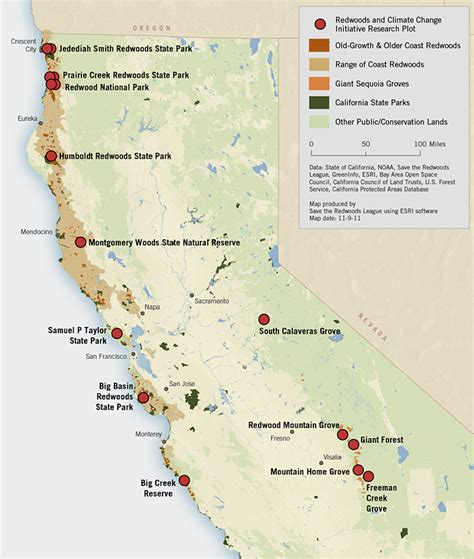 Redwood Forests In California Map