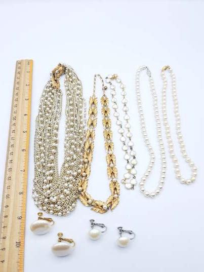 Buy The Marvella And Emmons Gold Tone Faux Pearl Vintage Necklaces