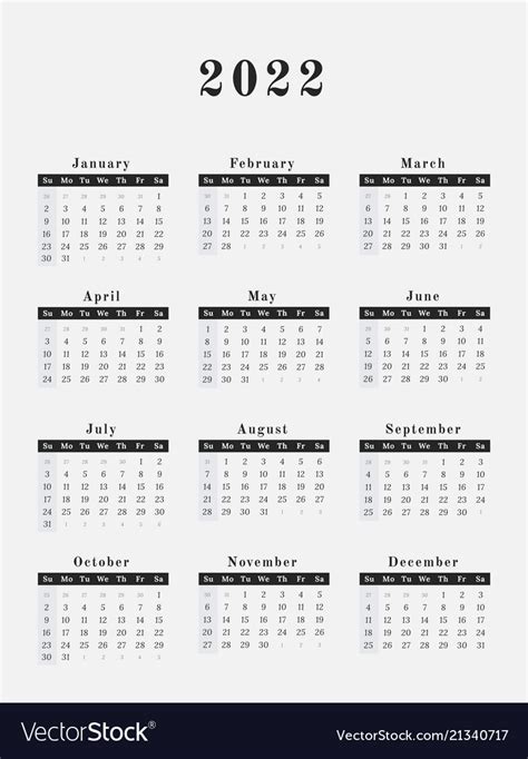 2022 Calendar Printable Vertical