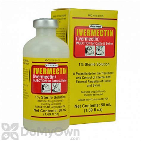 It's normally sold as an edible paste or a sterile solution for injection into cattle and other livestock. Durvet Ivermectin Injection 1%