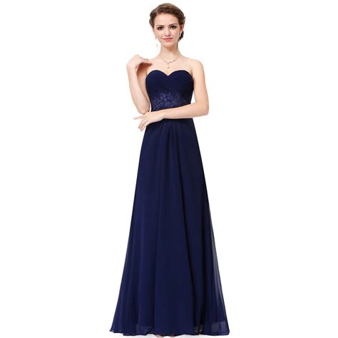 Ever Pretty Navy Blue Strapless Long Evening Party Formal Prom Dress