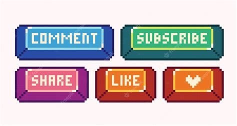 Premium Vector Social Media Banner Pixel Art Set Like Subscribe
