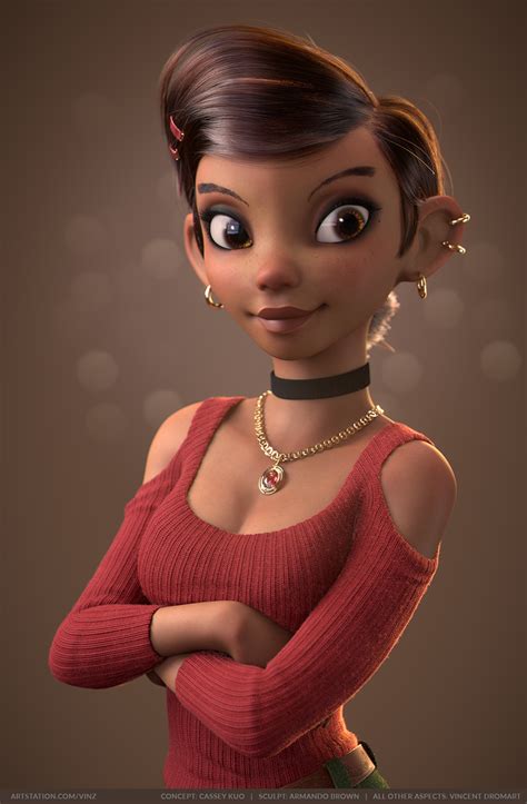 stephanie by vincent dromart 3d character animation zbrush character 3d model character
