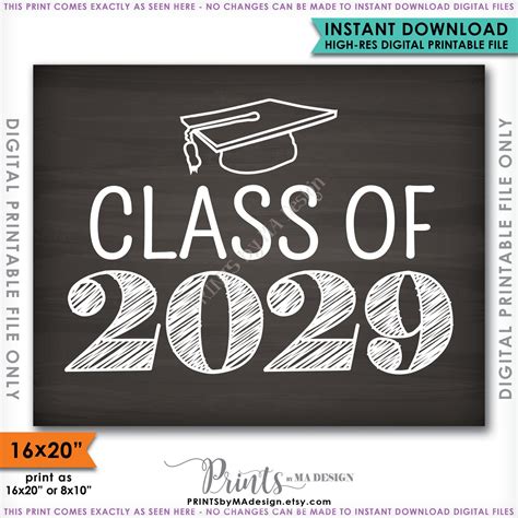 Class Of 2029 Sign Grad Party High School 2029 Grad College