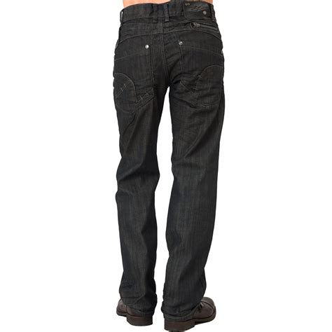 Level 7 Mens Relaxed Straight Premium Jeans Dark Destroyed With Zipper