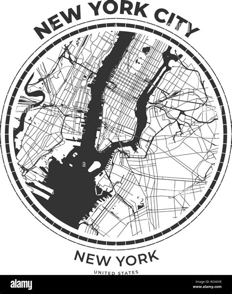 T Shirt Badge Mappa Della Città Di New York New York Tee Shirt