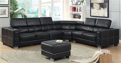 Garzon Black Bonded Leather Match Sectional From Furniture Of America