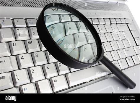 Data Security Computer Information Magnifying Glass Concept Stock Photo