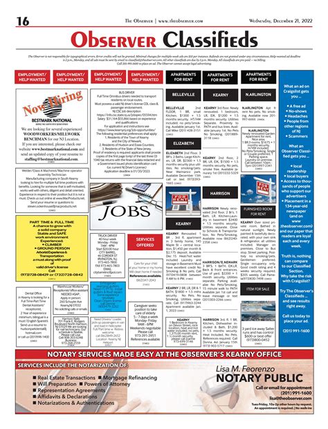 Classifieds for Dec. 21, 2022 by The Observer Newspaper - Issuu