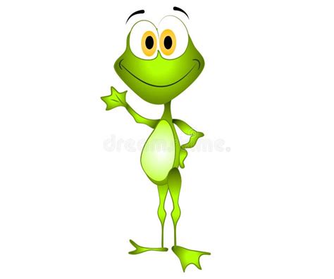 Green Cartoon Frog Waving Stock Illustration Image Of Colored 3131641