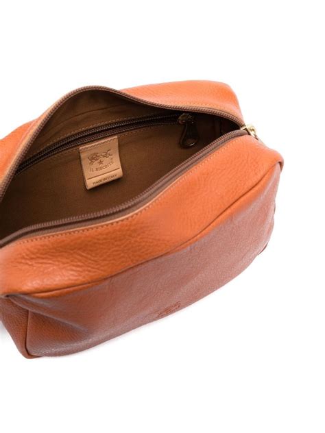 Il Bisonte Logo Debossed Leather Shoulder Bag In Orange Modesens