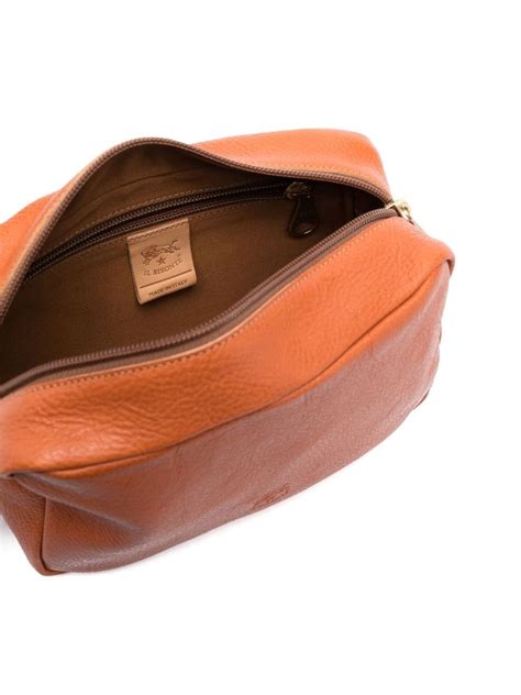 Il Bisonte Logo Debossed Leather Shoulder Bag In Orange ModeSens