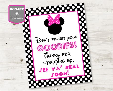 Instant Download Hot Pink Mouse 8x10 Dont Forget Your Goodies