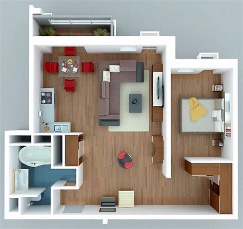 Look through bedroom pictures in different colors and styles and when you find a bedroom design. One bedroom apartment home design plans. Credit: OryxRE ...