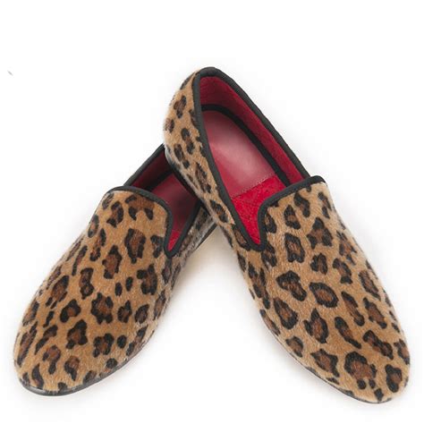 Leopard Prints Loafers Men Horsehair Shoes Men Flats Big Size Shoe Mens