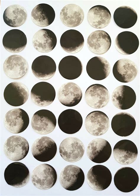 45 MOON STICKERS LUNAR PHASES ECLIPSE STICKER SPACE PLANETS BLACK