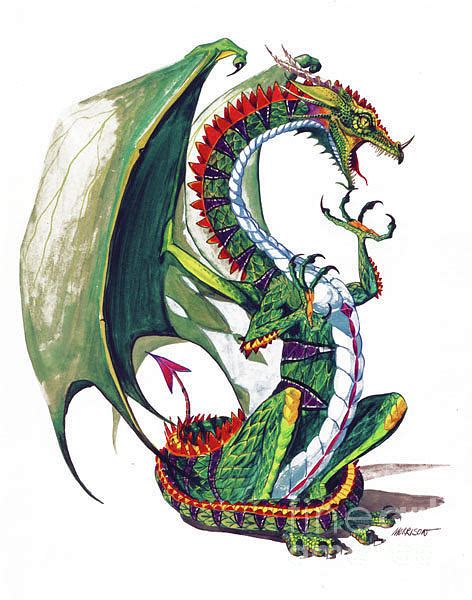 Emerald Dragon Painting By Stanley Morrison Pixels