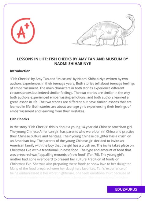 Lessons In Life Fish Cheeks By Amy Tan And Museum By Naomi Shihab Nye