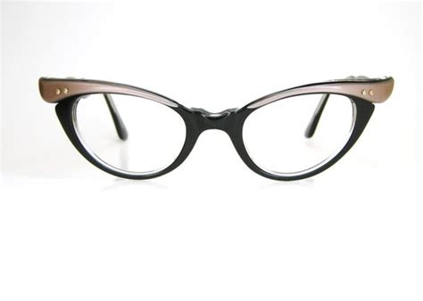 Vintage 50s Cat Eye Eyeglasses Or Sunglasses Winged Rose Black