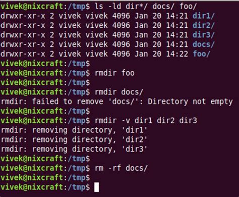 How To Delete Remove A Directory Linux Command Nixcraft