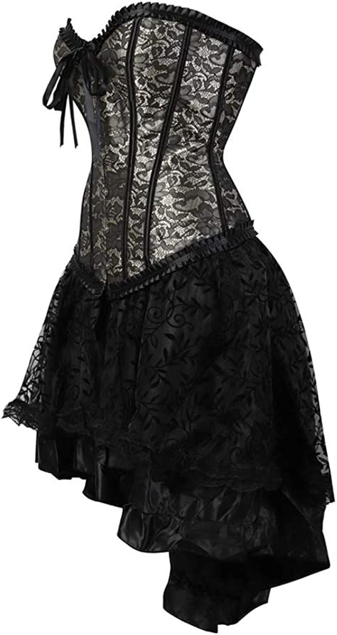 Grebrafan Steampunk Corset Skirt Renaissance Boned Corsets Bustiers