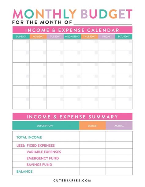 Monthly Household Budget Spreadsheet Catgerty