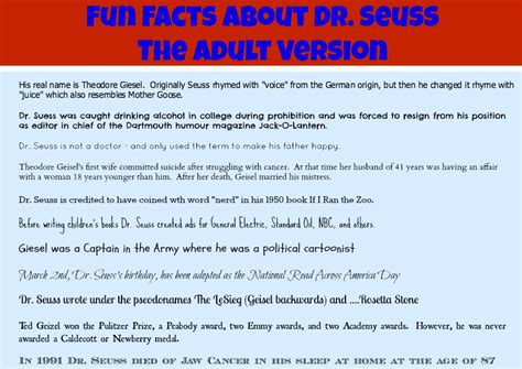 Fun Facts About Dr Seuss That You Probably Didn T Know Free Printable