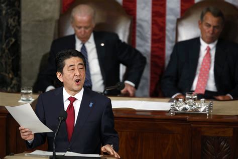 in speech to congress abe lays out more assertive role for japan the washington post